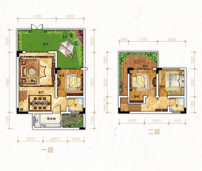 建面約80㎡ 丨 疊院三房