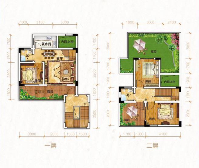 建面約93㎡ 丨 疊院三房